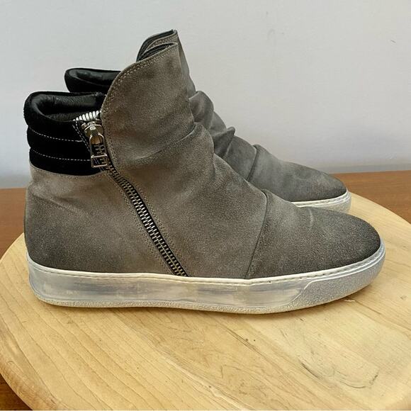 FREE PEOPLE Whistler Hi High Top Suede Leather Slouchy Sneakers Gray Women’s 7.5 - Picture 1 of 14